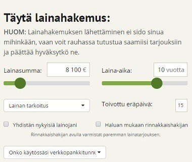 lendo lainalaskuri laskee lainan koron valmiiksi