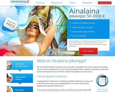 Ainalaina.fi pikavipillä toteutat unelmat ja peittoat arjen taloushaasteet.